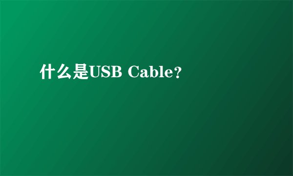 什么是USB Cable?