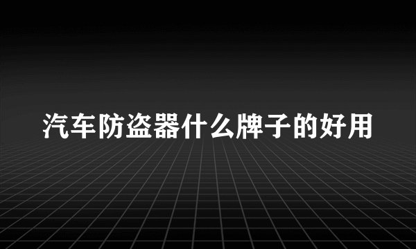 汽车防盗器什么牌子的好用