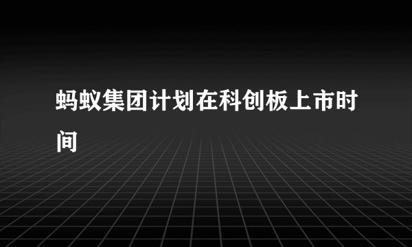 蚂蚁集团计划在科创板上市时间