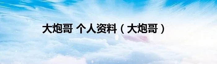 大炮哥 个人资料（大炮哥）