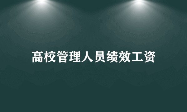 高校管理人员绩效工资