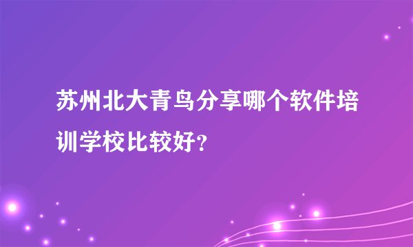 苏州北大青鸟分享哪个软件培训学校比较好？