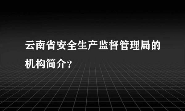 云南省安全生产监督管理局的机构简介?