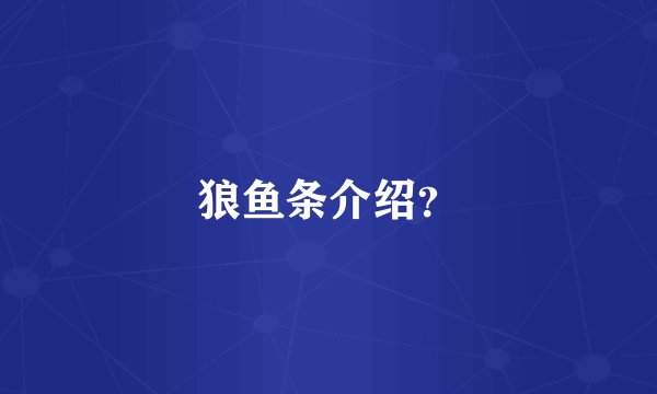 狼鱼条介绍？