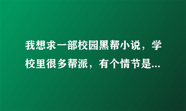 我想求一部校园黑帮小说，学校里很多帮派，有个情节是猪脚一个人挑战学校里类似一个试炼