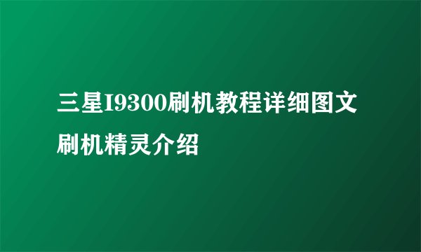 三星I9300刷机教程详细图文刷机精灵介绍