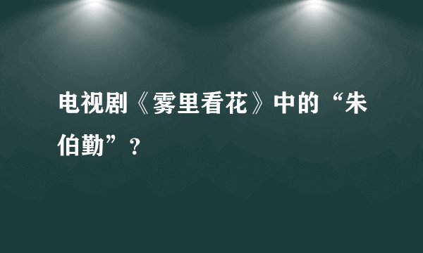 电视剧《雾里看花》中的“朱伯勤”？