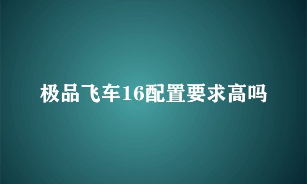 极品飞车16配置要求高吗