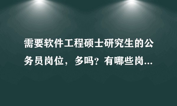需要软件工程硕士研究生的公务员岗位，多吗？有哪些岗位可以报考。。。要具体的回答，水军请绕行！