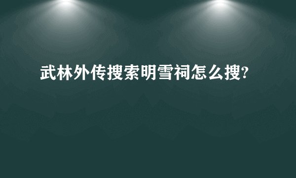 武林外传搜索明雪祠怎么搜?