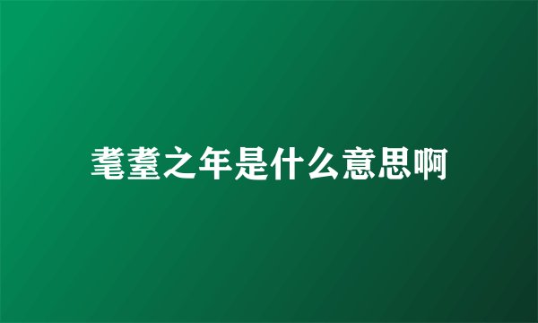 耄耋之年是什么意思啊