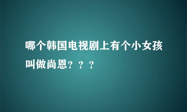 哪个韩国电视剧上有个小女孩叫做尚恩？？？