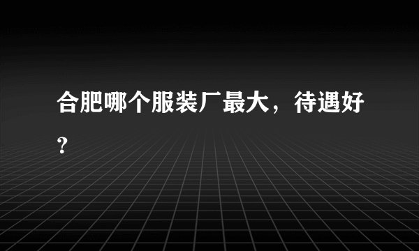 合肥哪个服装厂最大，待遇好？