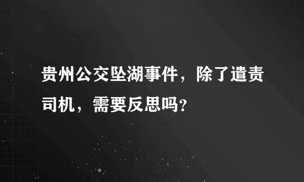 贵州公交坠湖事件，除了遣责司机，需要反思吗？