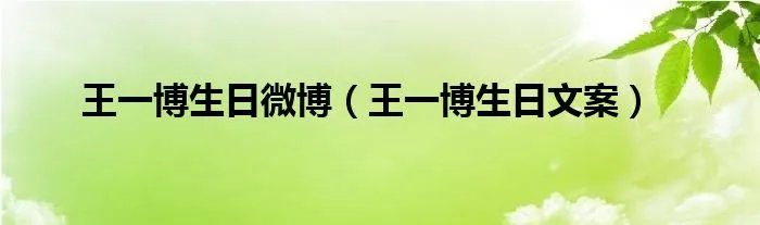 王一博生日微博（王一博生日文案）