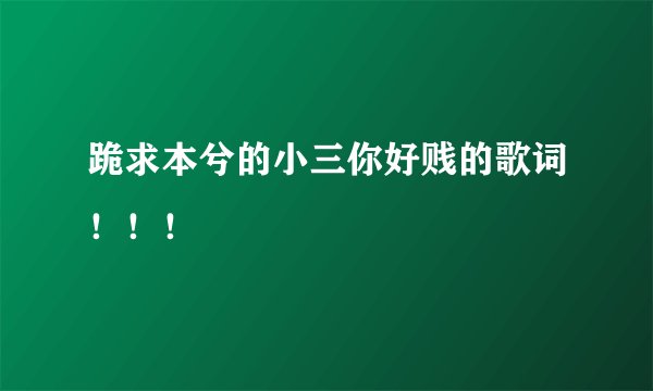 跪求本兮的小三你好贱的歌词！！！