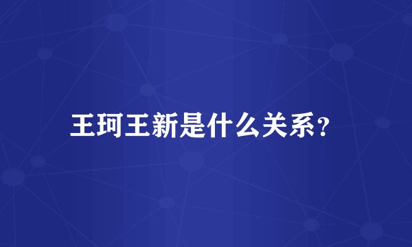 王珂王新是什么关系？