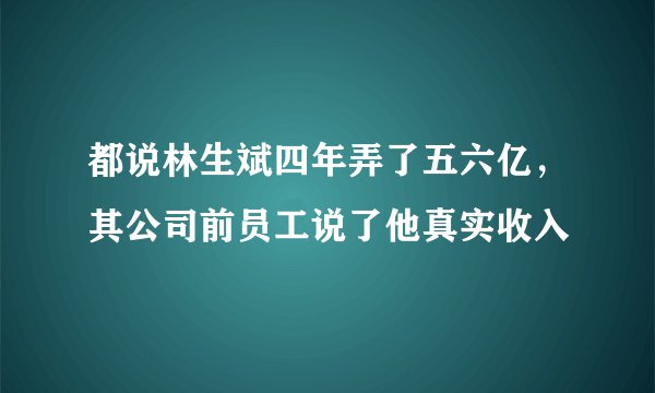 都说林生斌四年弄了五六亿，其公司前员工说了他真实收入
