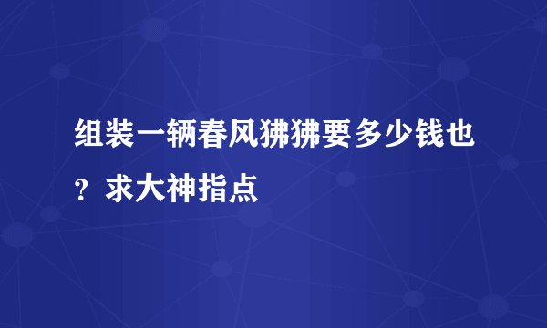 组装一辆春风狒狒要多少钱也?求大神指点