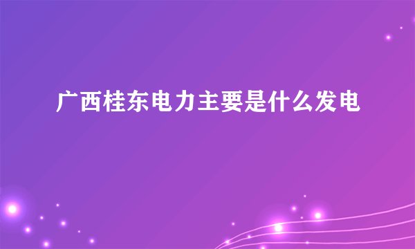 广西桂东电力主要是什么发电