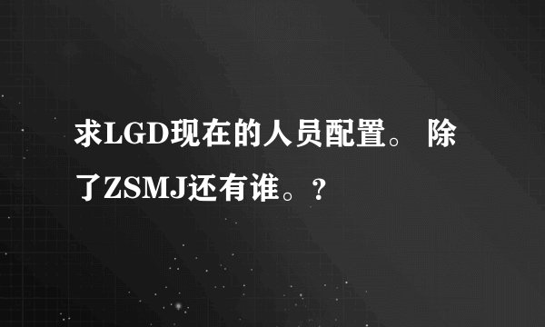 求LGD现在的人员配置。 除了ZSMJ还有谁。?