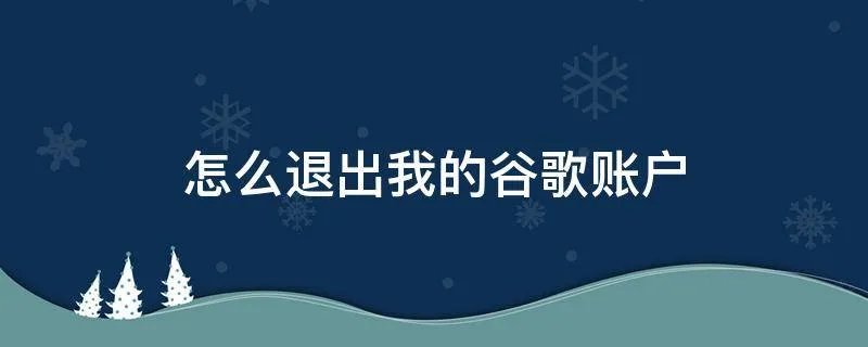 怎么退出我的谷歌账户