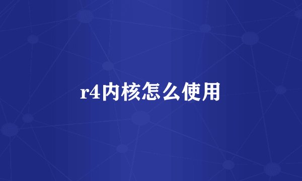 r4内核怎么使用