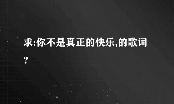 求:你不是真正的快乐,的歌词?