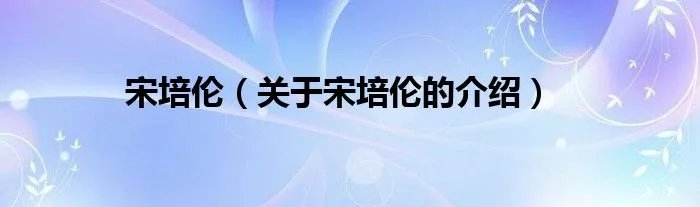 宋培伦（关于宋培伦的介绍）