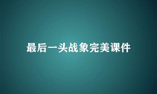 最后一头战象完美课件