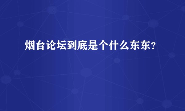 烟台论坛到底是个什么东东？