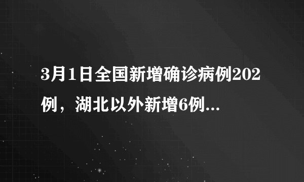 3月1日全国新增确诊病例202例，湖北以外新增6例，目前防治情况如何？