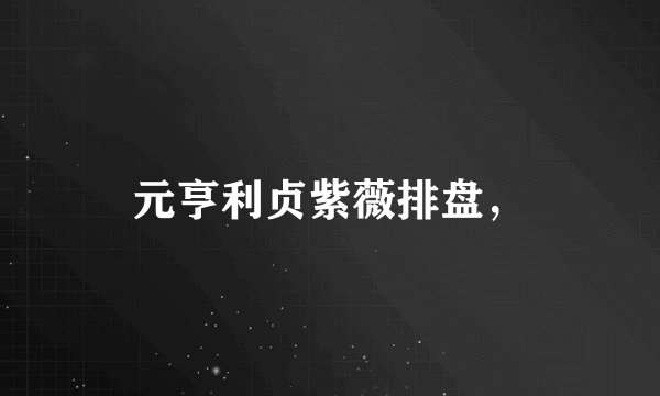 元亨利贞紫薇排盘，