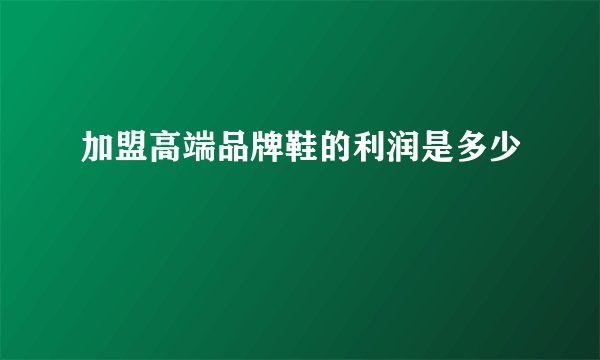 加盟高端品牌鞋的利润是多少