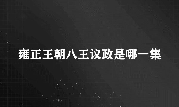 雍正王朝八王议政是哪一集