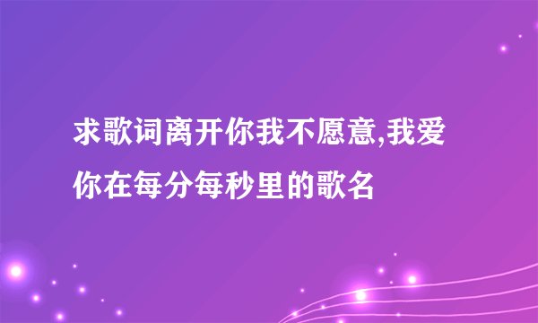 求歌词离开你我不愿意,我爱你在每分每秒里的歌名