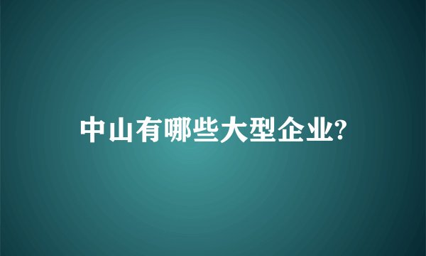 中山有哪些大型企业?