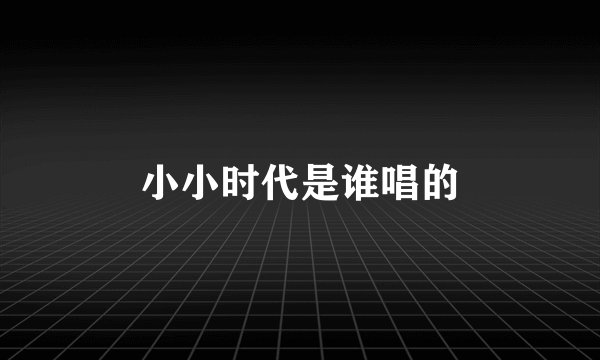 小小时代是谁唱的