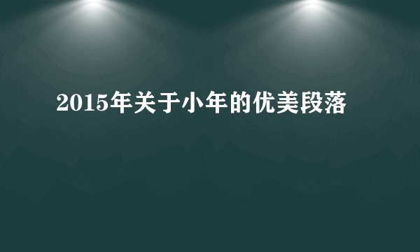 2015年关于小年的优美段落