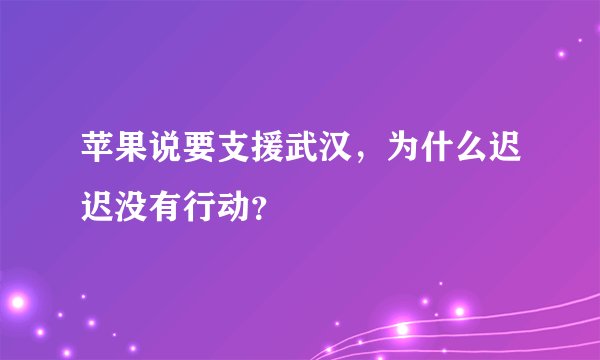 苹果说要支援武汉，为什么迟迟没有行动？