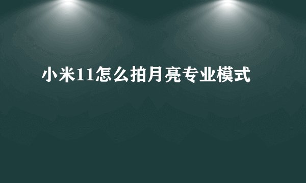 小米11怎么拍月亮专业模式