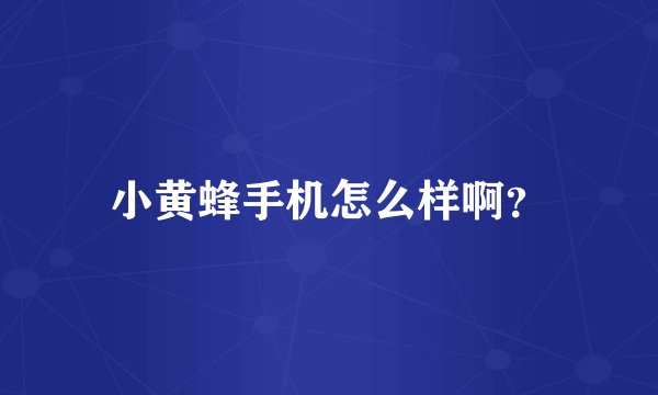 小黄蜂手机怎么样啊？