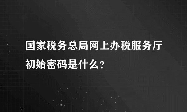 国家税务总局网上办税服务厅初始密码是什么？