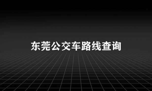东莞公交车路线查询