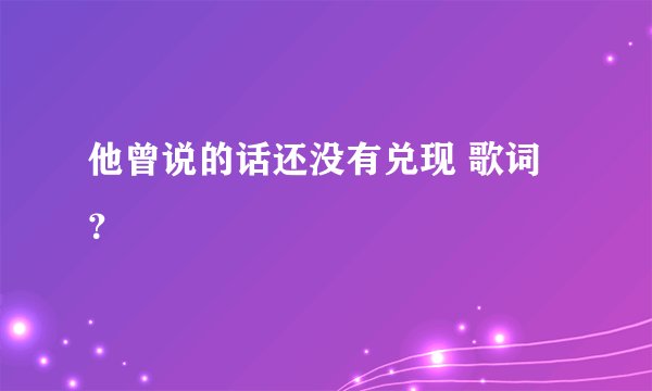 他曾说的话还没有兑现 歌词？
