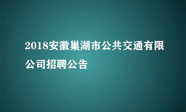 2018安徽巢湖市公共交通有限公司招聘公告