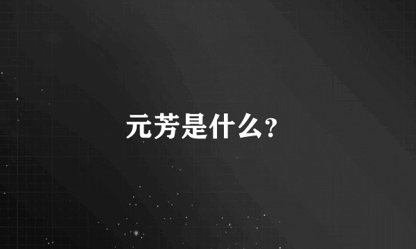 元芳是什么？