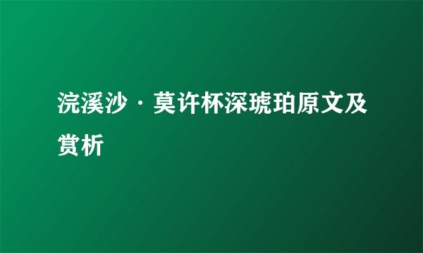 浣溪沙·莫许杯深琥珀原文及赏析