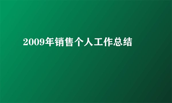 2009年销售个人工作总结