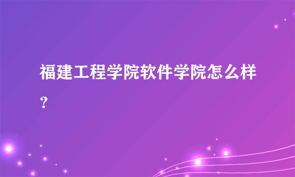 福建工程学院软件学院怎么样？